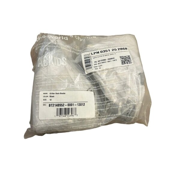 FABKIDS Girl's Glitter Low Cuban Heel Zip-Up Booties DB8 Black Size US: 12 - Picture 10 of 10